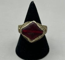 Ancient Ring with Glass Stone Roman Empire 27 BC-476 AD. Bronze
