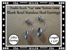 20 PRS Double Blank Bezel 6MM 12MM Earrings Blank Bezel Trays DIY Crafts