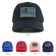 Thin Blue Line USA Flag Patch Youth Size Cotton Baseball Cap - FREE SHIPPING