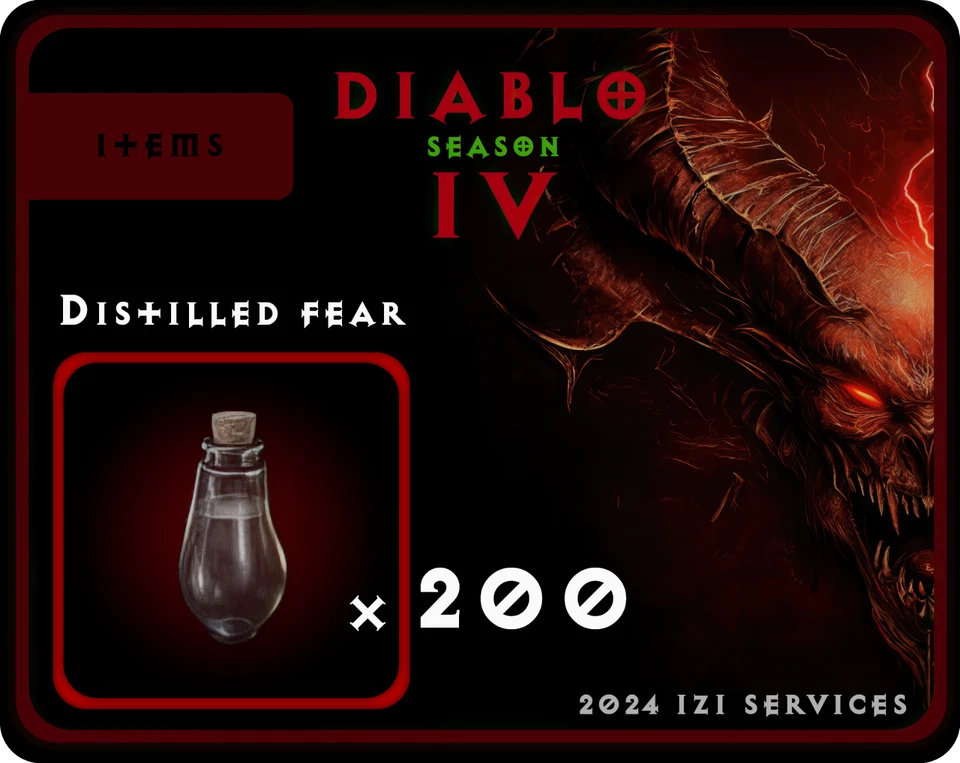 D4 Diablo 4 Stagione 10 Vaso dell'Odio 200X Paura Distillata / Batti sul Ghiaccio
