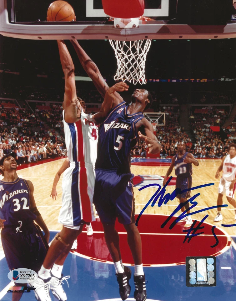 Foto firmada por Kwame Brown de los Washington Wizards baloncesto 8x10 Beckett autografiada Foto 2 de 4