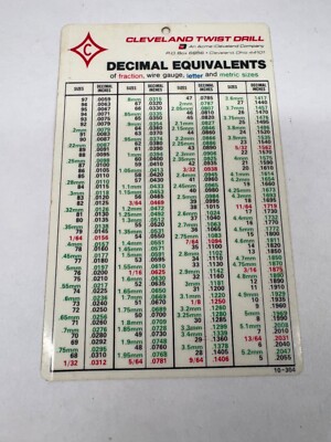 VTG Cheveland Twist Drill Co Fraction Wire Gauge Letter/Metric sizes #10-304