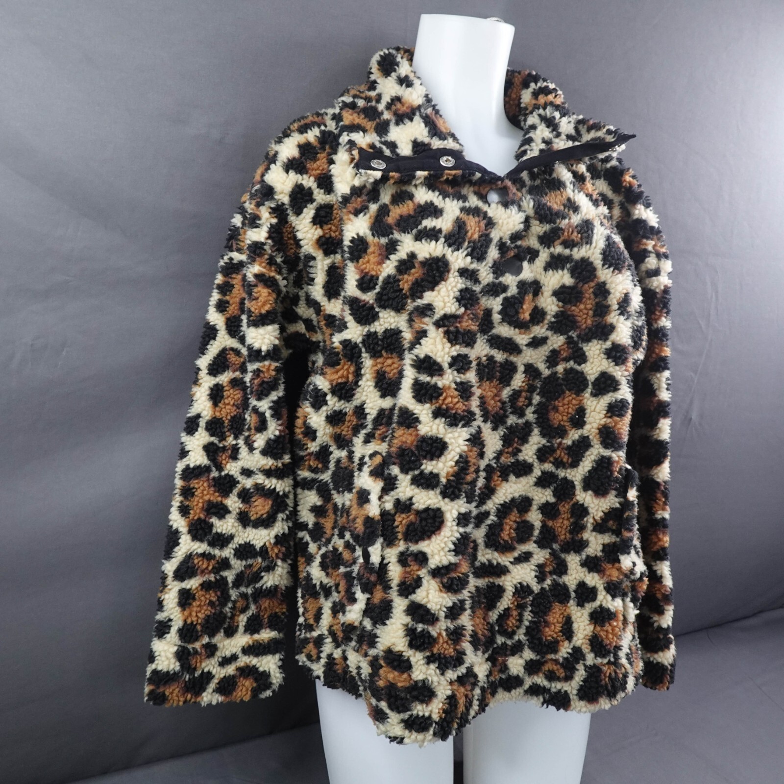 J Crew Womens Jacket Medium Leopard Print Sherpa … - image 2