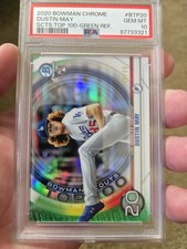 Dustin May 2020 Bowman Chrome Scouts Top 100 Green Refractor BTP20 /99 PSA 10 RC