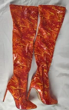 Steve Madden Vava Tights Over The Knee "Hell's Fire" Heeled Boots Size 8.5 RARE