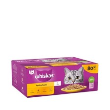 80x85g  Whiskas 1+ Adult Poultry Feasts Wet Cat Food Jelly Pouches 5.26 per kilo