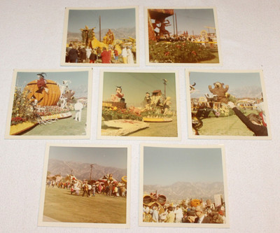 7 vintage 1970 Rose Parade color snapshots photographs photos (4x4) floats lot
