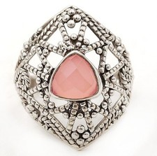 Natural Faceted Rose Quartz 925 Solid Sterling Silver Ring Sz 7 B12-1