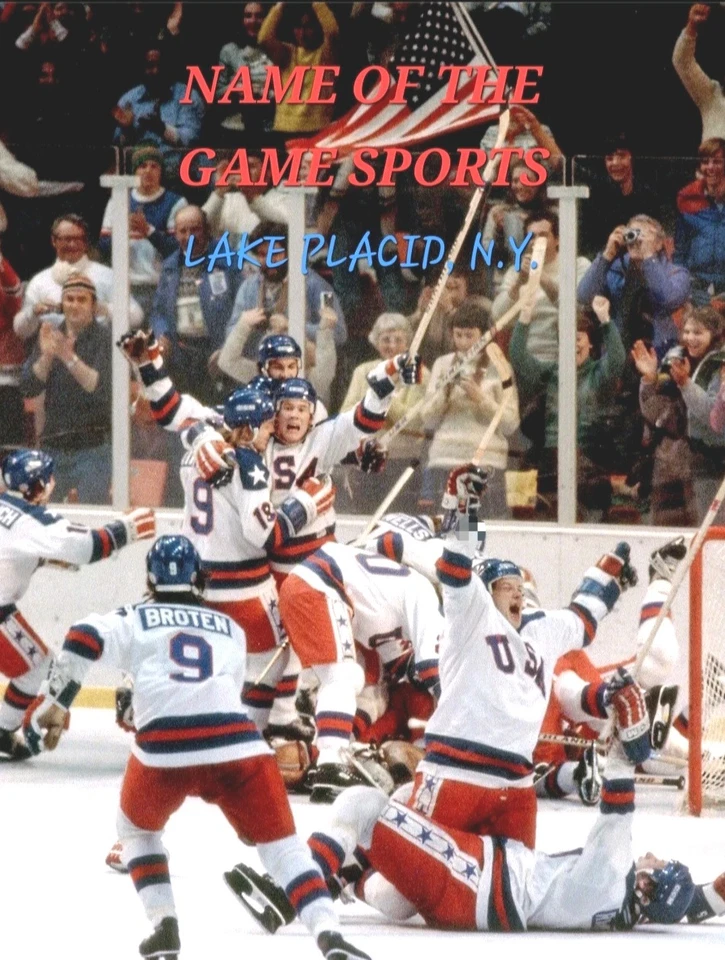 Letrero Miracle On Ice Herb Brooks Arena 1980 EE. UU. Hockey Lake Placid Foto 2 de 4