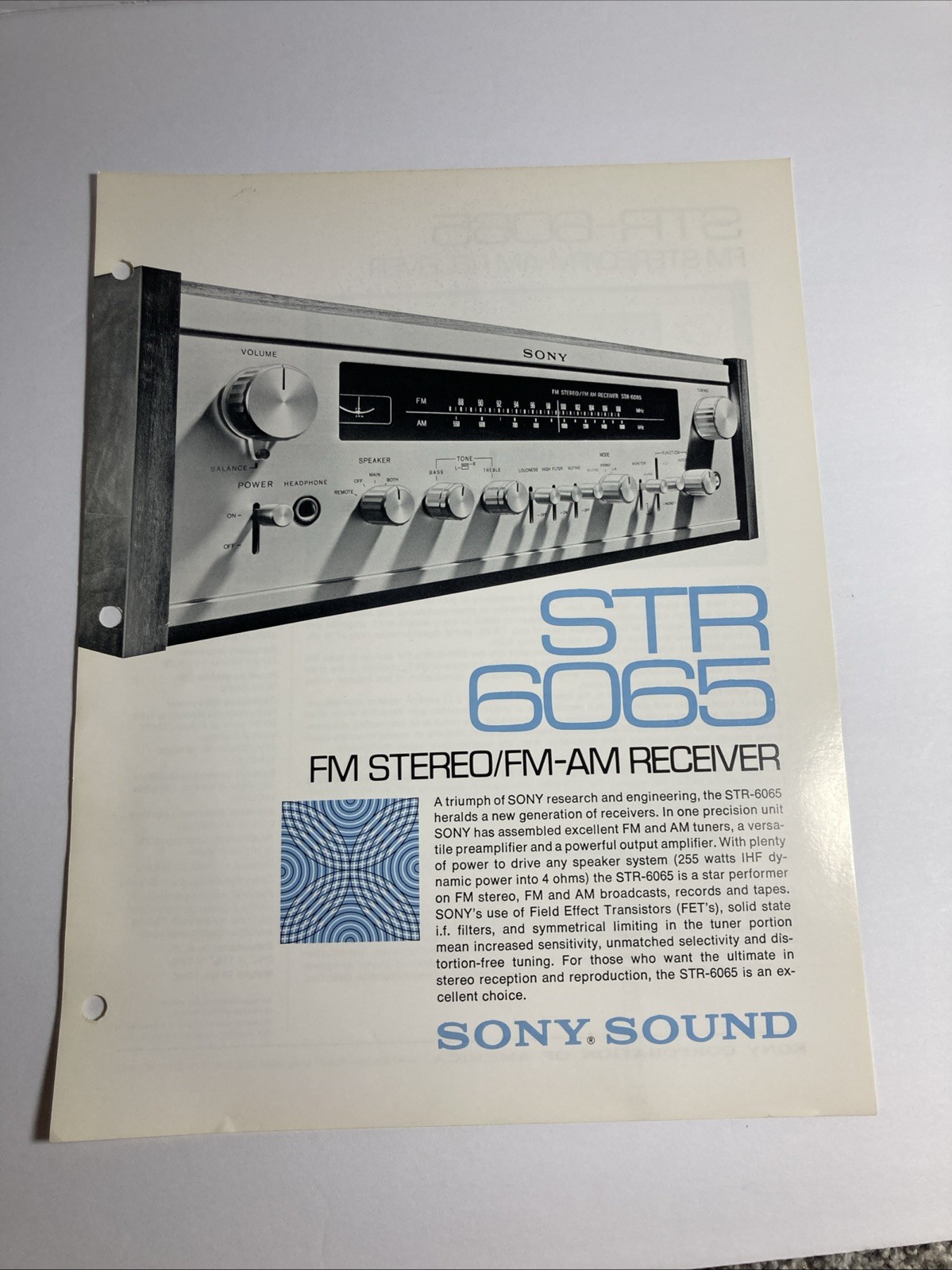 Sony STR 6065 Receiver Brochure Original Rare