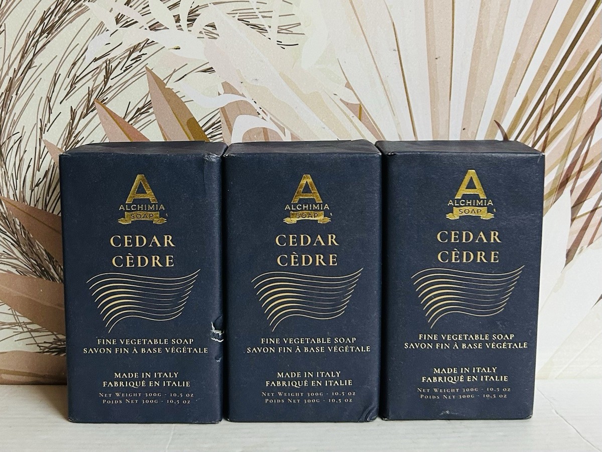 3-Pack Alchimia ~ Cedar Fine Vegetable Bar Soap 10.5 oz Each