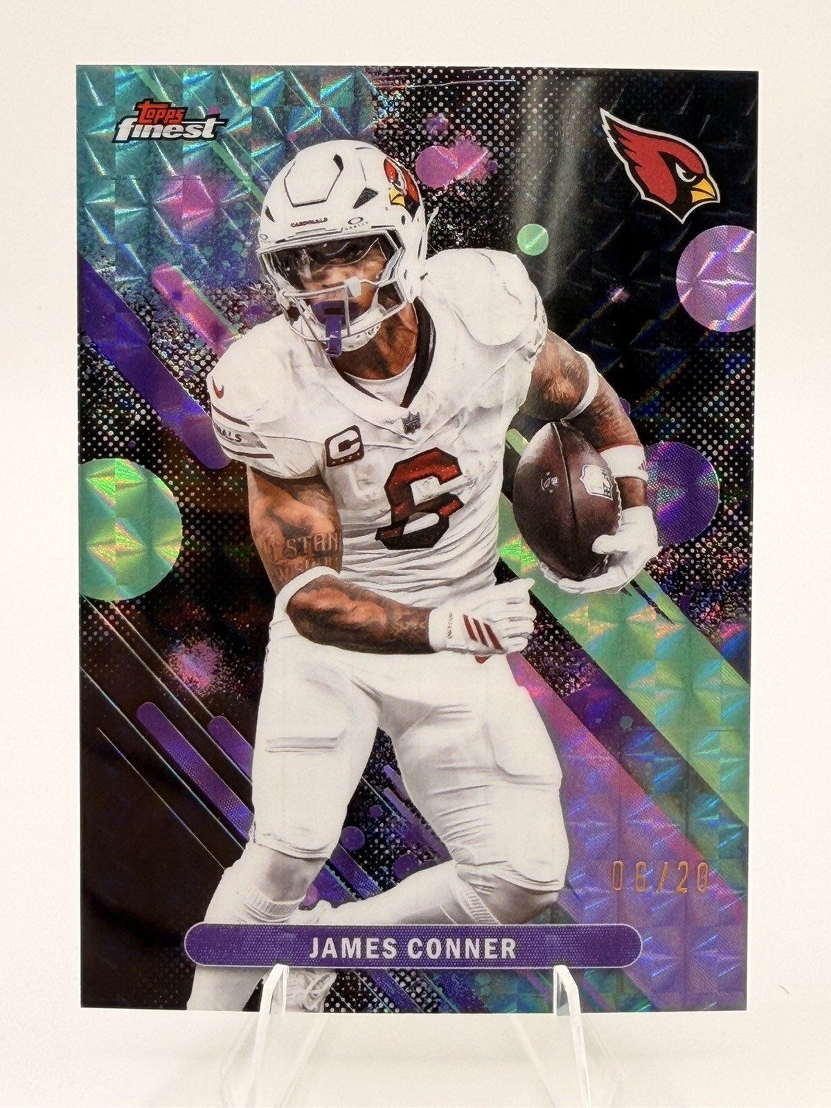 2025 Topps Finest Black Geometric 1/1 Jersey Match James Conner 6/20