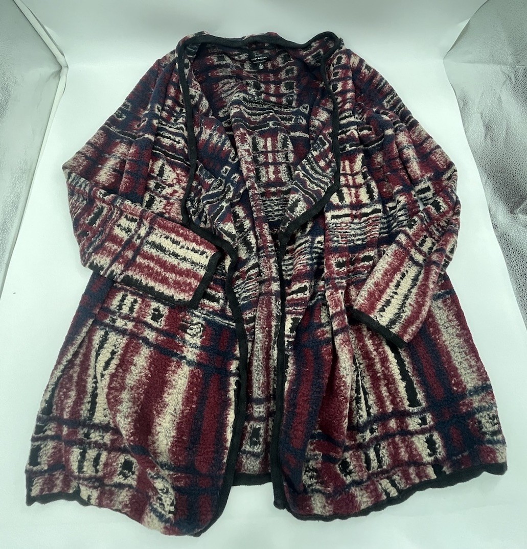 Lucky Brand Sweater Women Large Aztec Southwestern Draped Waterfall Cardigan