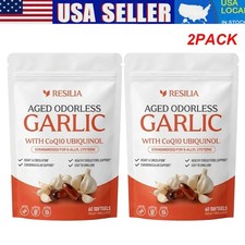 2X Resilia Garlic Extract 600mg Softgels 60 Count Odorless Aged Garlic Extra