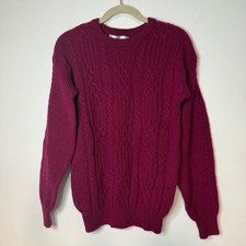 VTG Christian Dior Plum Purple 100 Wool Cable Knit Sweater Womens L Hong Kong