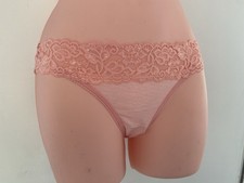 Ex M S pink striped lace waist bikini knickers Size 14 New