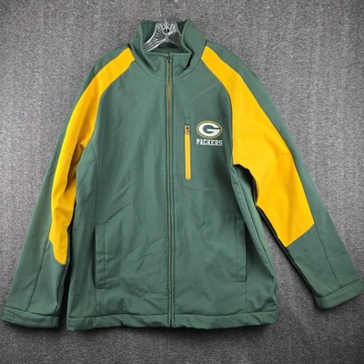 Green Bay Packers Jacket Mens Large Green NFL Football Softshell Full Zip Logo