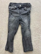 True Religion Jeans Toddler 4T Gray Slim Straight Ripped Denim Logo Casual