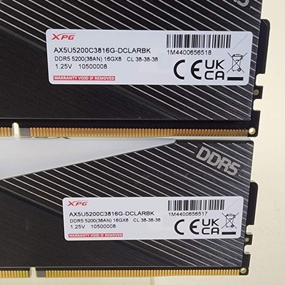 メモリー XPG DDR5 32GB (16GB *2 )5200MHz XPG Lancer AX5U5200C3816G-DCLARBK 32GB (2x16GB) RAM DDR5 5200MHZ