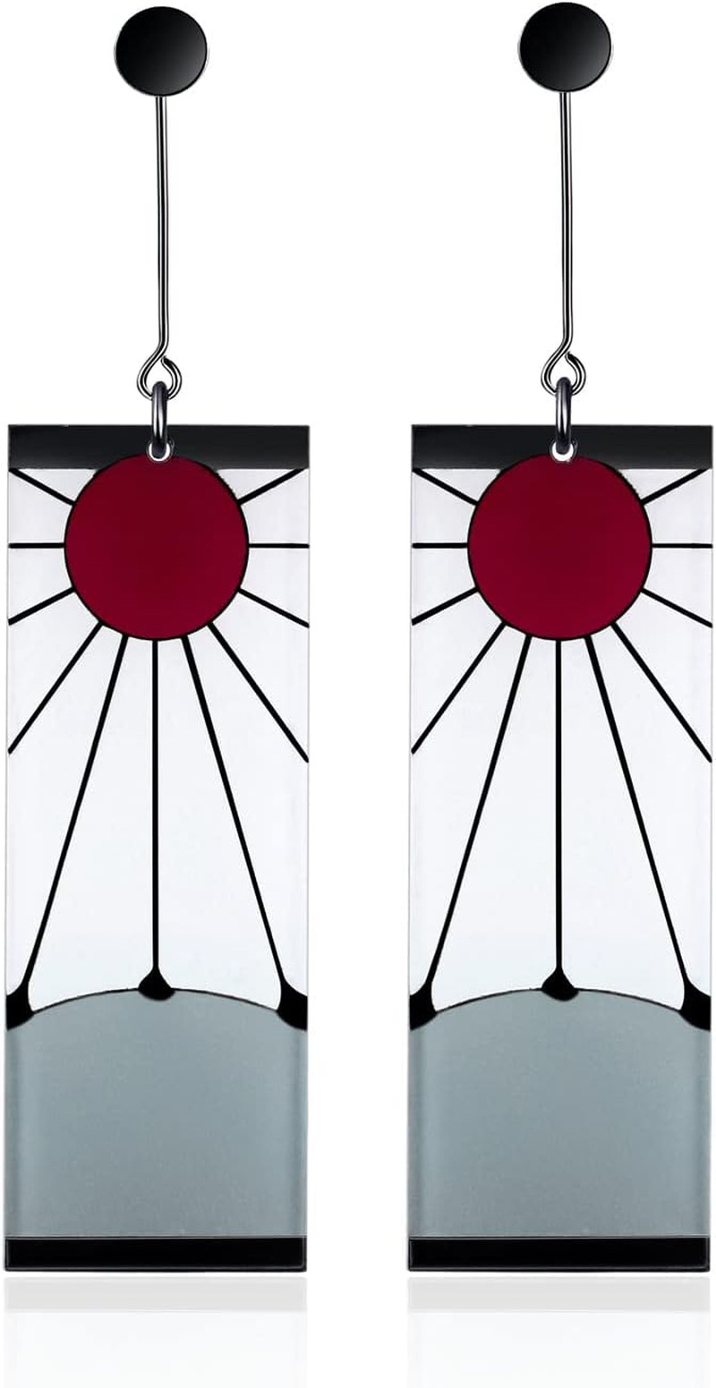 Pendientes Tanjiro de Plata de Ley 925 Anime Cosplay Tanjiro Pendientes Negros Oreja