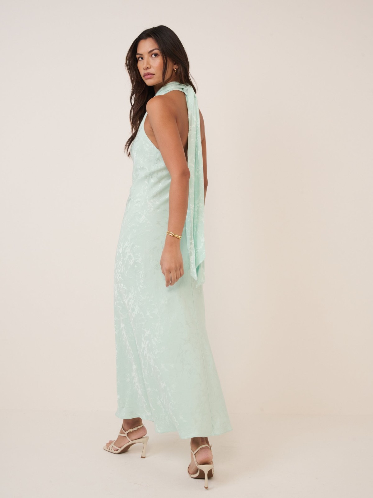 New Nobody's Child Gorgeous Mint Green Floral Jacquard Fifi Maxi Dress UK 6