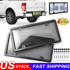 New Unbreakable License Plate Covers+Frames Auto Tag Shield Protector Front Rear