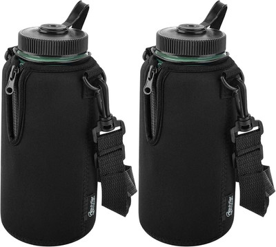 Beautyflier 2pcs Neoprene Sleeve for Nalgene Water 32oz/1000ml, Black,