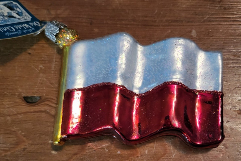 Old World Christmas Polish Flag Blown Glass Christmas Ornament OWC