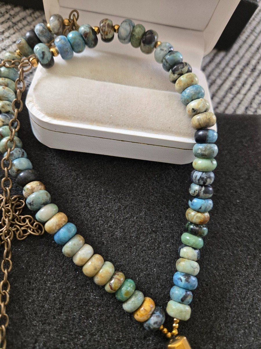 Vintage Betsy Pittard BPD Necklace -Beautiful Stones Beaded Tassel Pendant View 4