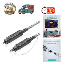 Durable 3Ft Toslink Fiber Optic Cable - Clear Audio for Sound Bars and Consoles