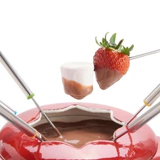 6pcs/Set Stainless Steel Chocolate Cheese Dessert Fondue Pot Forks Kitchen Tool