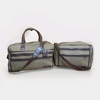Set Of 2 Vintage 70s 80s Pierre Cardin Brown Tweed Suitcase Luggage Travel Bags