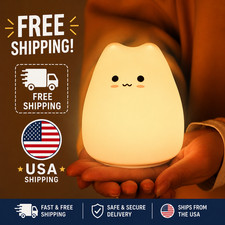 Cute Silicone Night Light for Kids - 16 Color Changing Nursery Lamp Rechargeable