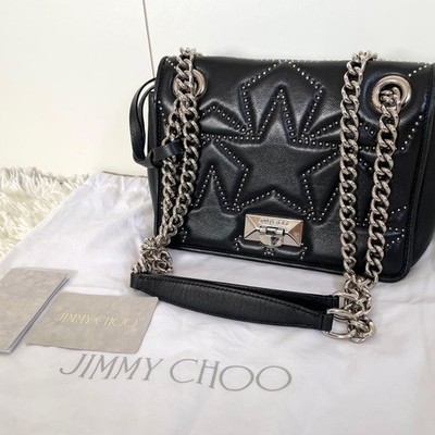 JIMMY CHOO Umhängetasche schwarz Kette Leder Damen gekauft 2019 Vintage gebra...