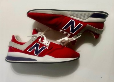 New Balance 247 Men's 12 Red Navy Grey Lifestyle Athletic Runner Mesh