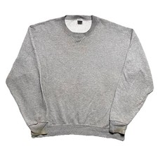Vtg 90s Russell Athletic Blank Crewneck Large Sweatshirt Gray Vintage Worn Stain