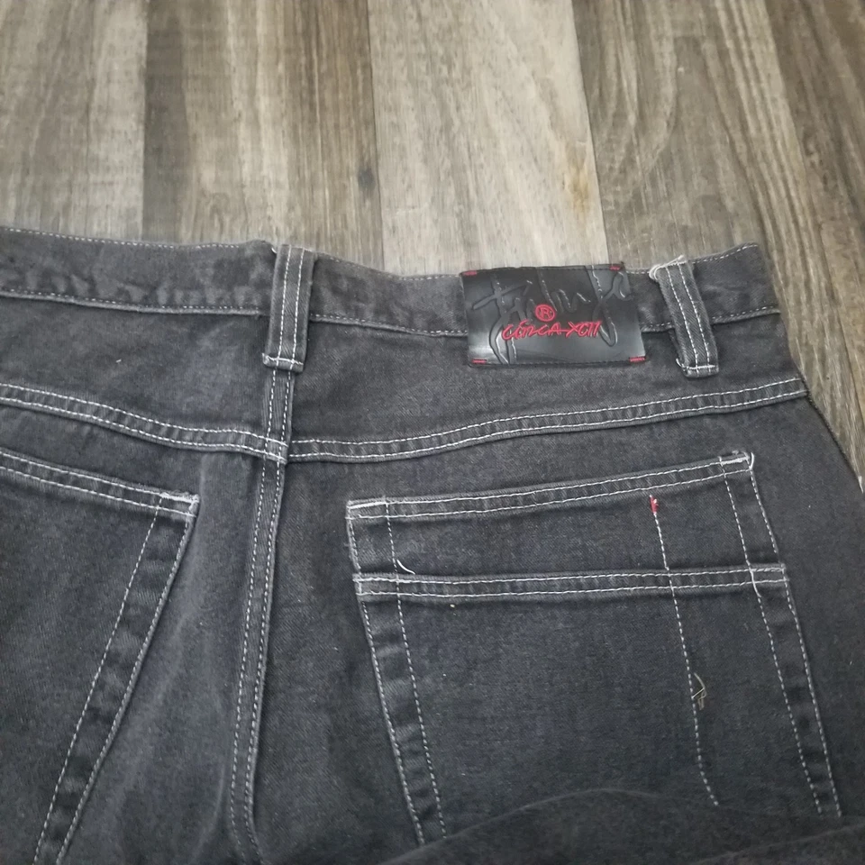 Pantalones de mezclilla Fubu The Collection talla 40x34 negros holgados para hombre pierna ancha vintage Y2K Foto 2 de 4