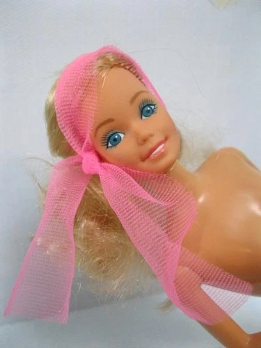 REPRO of Vintage 1984 DAY TO NIGHT BARBIE doll #7929 Sheer PINK NECK TIE SCARF