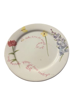 Vintage Bath and Body Works Spring 2000 Candle Plate 3 Wick Holder Flowers EUC