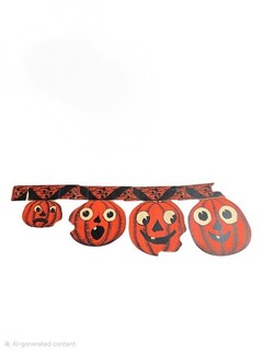 Vintage 1930’s Halloween Beistle JOL Jack O Lantern Paper Garland Banner Die Cut