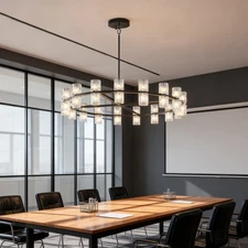 Black 36" Large K9 Crystal Chandelier Luxury Ceiling Pendant 36 Light Fixture UL