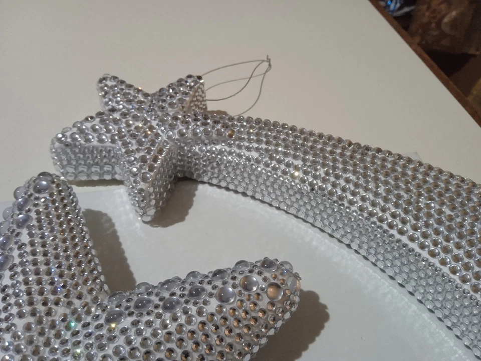 Set 2 stelle argentate con pietre per albero - Immagine 3 di 4