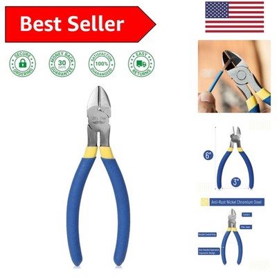 Precision 6 Inch Flush Cutter with Heat-Treated Steel and Padded Grip in Blue
