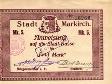 Markirch Diessner 220.4f 5 marek o.D. (1914) /A14