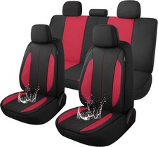 Car Seat Covers for Full Seats, Waterproof Seat Covers for Black/Red Full Set