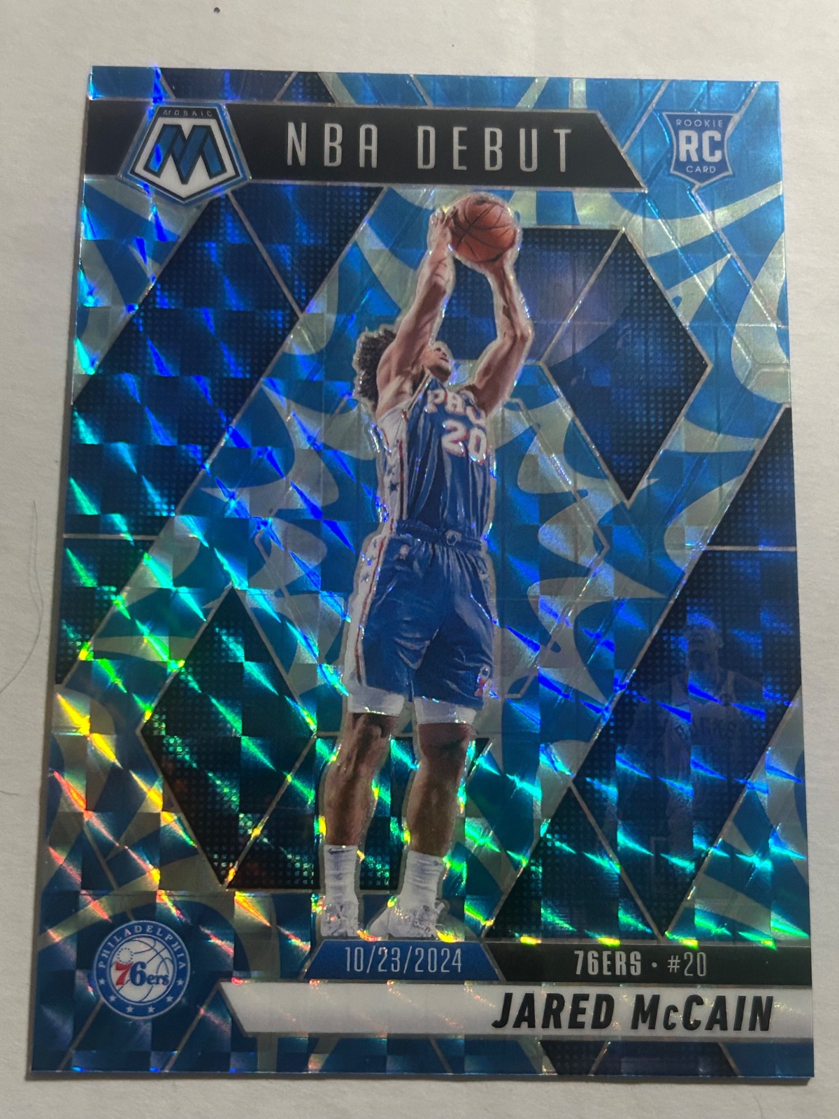 2024-25 Panini Mosaic - NBA Debut Jared McCain #263 Reactive Blue Mosaic Prizm
