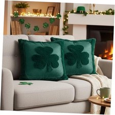 St Patricks Day Throw Pillow Covers 18x18 Inch Set of 2 Pillow Green Shamrock