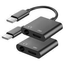 USB to 3.5mm Headphone Jack and Charger Adapter, 2-in-1 Audio  Fast Charging...