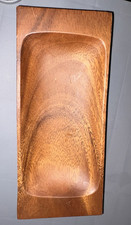 Pacific Merchants Hand Carved Wood Tray  Brown Rectangular Serving