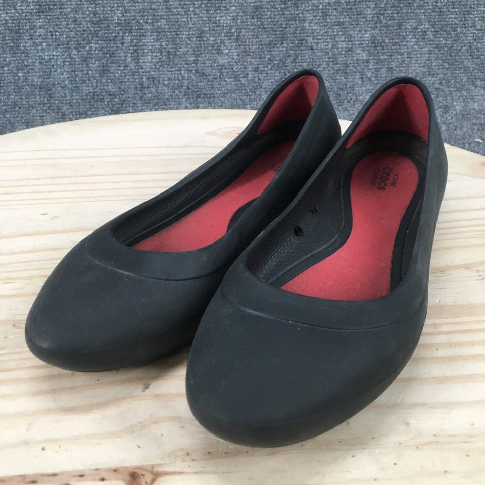 Crocs Shoes Womens 9 Lina Iconic Comfort Slip On Ballet Flats Black Rubber - Image 4 of 4